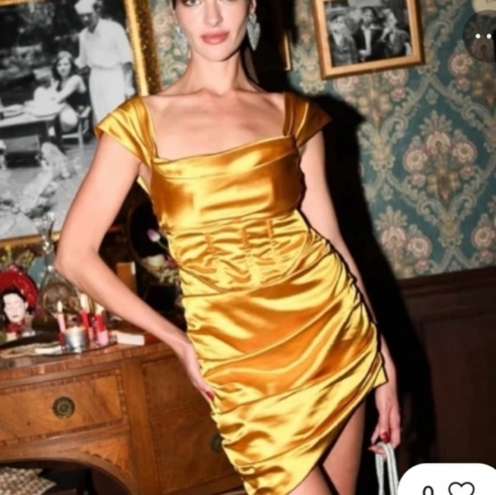 For Love And Lemons Drew Gold Mini Dress New With Tag